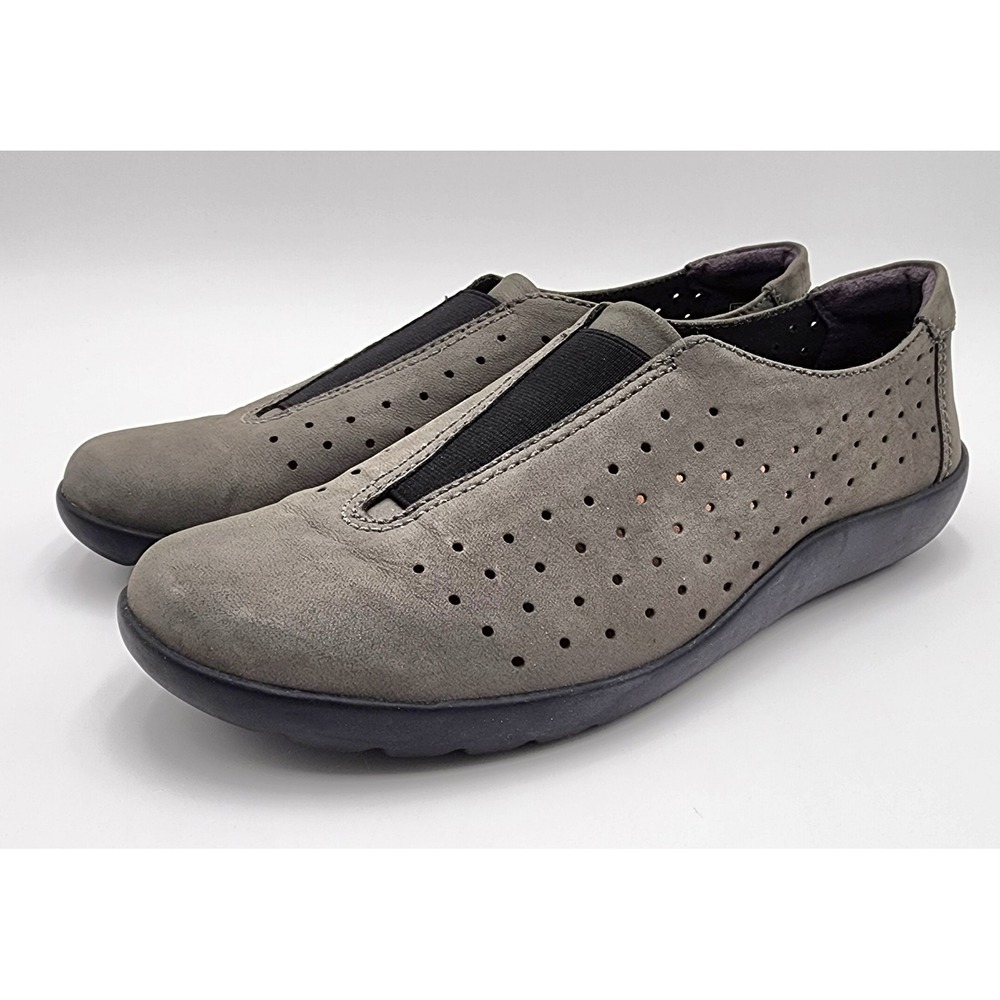 Clarks Collection Nubuck Slip On Womens 7.5M Grey Perforated Medora Gemma Gray - Picture 4 of 9